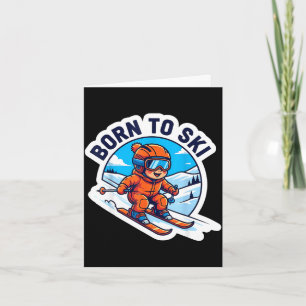 Geboren om te skiën kids skiën citaat baby skiër j kaart