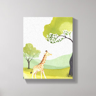 Geboren om te Verkennen Giraffe Watercolor Kinde Canvas Afdruk