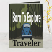Geboren om te verkennen road trip reizen groet kaart (Gele Bloem)