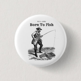 Geboren om te vissen ronde button 3,2 cm