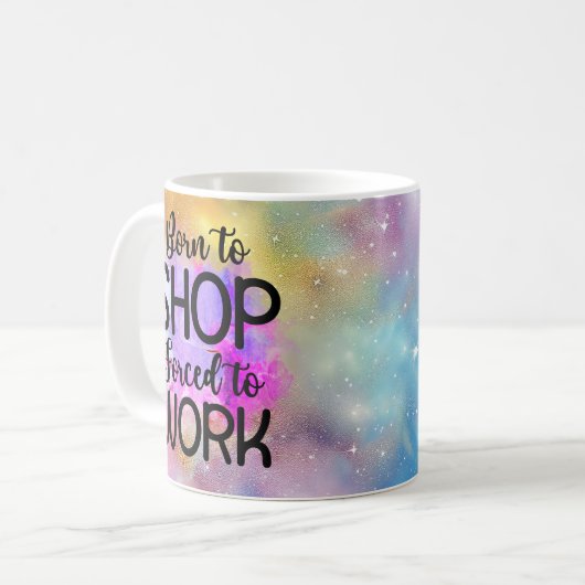 Geboren om te winkelen Mok (Voorkant links)