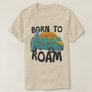 Geboren om te zwerven Retro busje & Surfplank Zons T-shirt