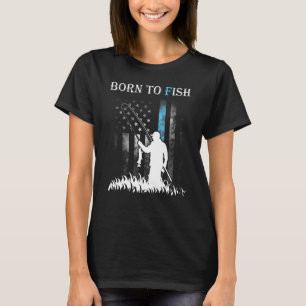 Geboren Om Visser Visser Vishaak Amerikaanse Vlag T-shirt