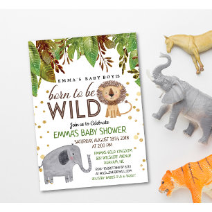 Geboren om wild te zijn Jungle Baby Shower Uitnodi Kaart