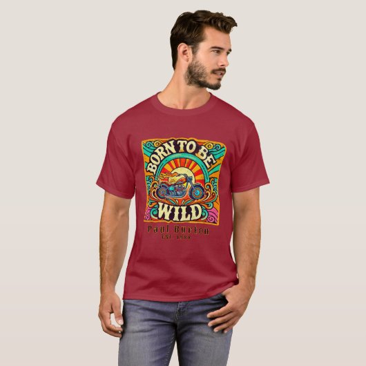 Geboren om wild te zijn Retro Biker T-shirt (Voorkant volledig)