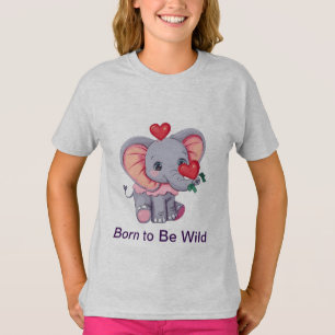 Geboren om wild te zijn Speelse olifant T-shirt