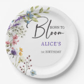 Geboren om wilde bloemen te bloeien kinderen verja papieren bordje (Voorkant)