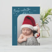 Geboren onder Mistletoe Blauwgroen Geboorteaankond Aankondiging (Staand voorkant)