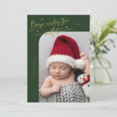 Geboren onder Mistletoe Green Geboorteaankondiging Aankondiging (Staand voorkant)