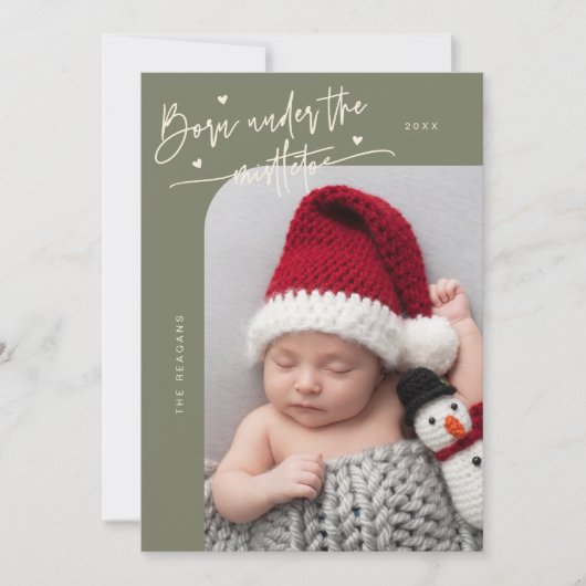 Geboren onder Mistletoe Sage Geboorteaankondiging Aankondiging (Voorkant)