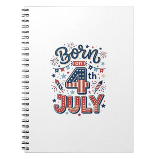 Geboren op 4 juli Patriottisch Kinderen T-shirt on Notitieboek