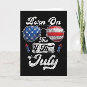 Geboren op 4 juli verjaardag Onafhankelijkheidsdag Kaart