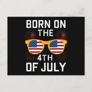 Geboren op 4 juli Verjaardag Zonnebril USA Briefkaart