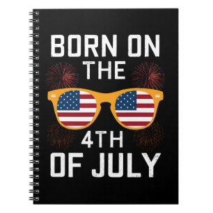 Geboren Op 4 Juli Verjaardag Zonnebril USA Notitieboek