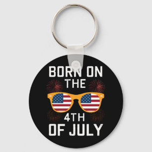 Geboren Op 4 Juli Verjaardag Zonnebril USA Sleutelhanger