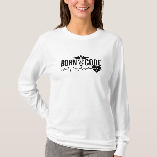 Geboren op Code Medical Coder Programmer ICD Coder T-shirt (Voorkant)