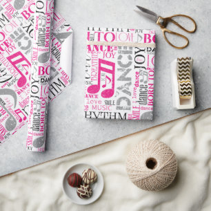 Geboren op Dance Pink/Black ID277 Cadeaupapier