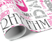 Geboren op Dance Pink/Black ID277 Cadeaupapier (Rol Hoek)