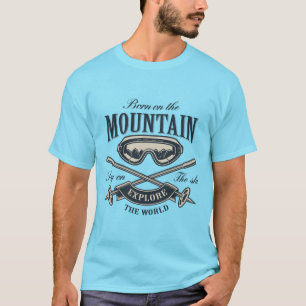 Geboren op de berg grappig skionderwerp t-shirt