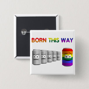 Geboren op deze manier LGBT Rainbow Stripe Vierkante Button 5,1 Cm