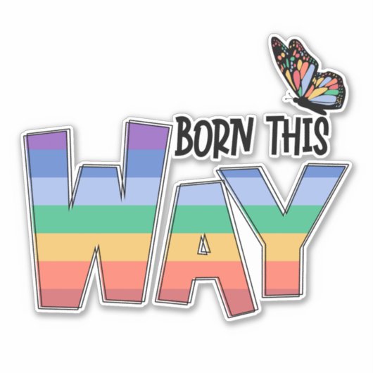 Geboren op deze manier regenboog sticker (Voorkant)
