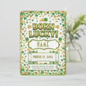 Geboren op een Lucky St. Patrick's Day Verjaardags Kaart (Staand voorkant)