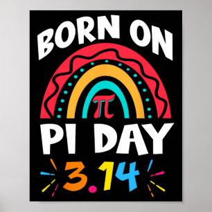 Geboren op pi dag verjaardag 2025 regenboog pi dag poster