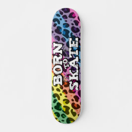 Geboren op schaats kleurrijke leopard graffiti-tek skateboard