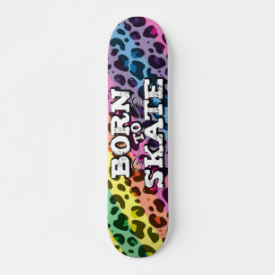Geboren op schaats kleurrijke leopard graffiti-tek skateboard