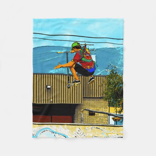 Geboren op scoot - Stunt Scooter Trick Fleece Deken (Voorkant)