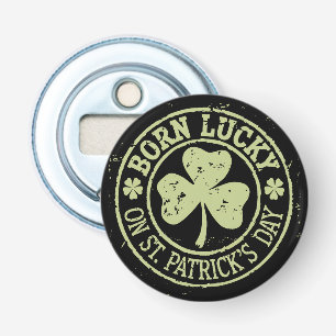 Geboren op St. Patrick's Day Iers Verjaardag Button Flesopener