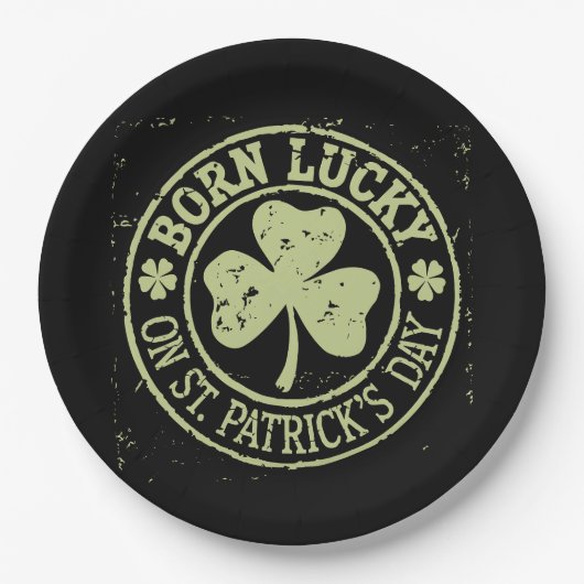 Geboren op St. Patrick's Day Iers Verjaardag Papieren Bordje (Voorkant)