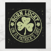 Geboren op St. Patrick's Day Iers Verjaardag Wijn Etiket (Enkel label)