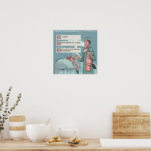 Geboren op Twitter Funny Twitter Cartoon Poster (Keuken)