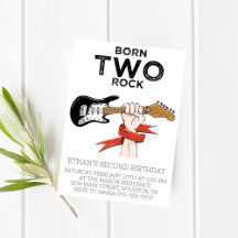 Geboren op Two Rock Second Birthday Party Invitati
