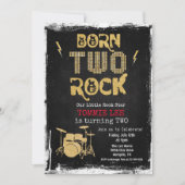 Geboren op TWO Rock Star 2e verjaardag Uitnodiging (Voorkant)