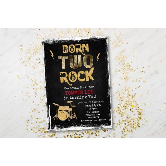 Geboren op TWO Rock Star 2e verjaardag Uitnodiging