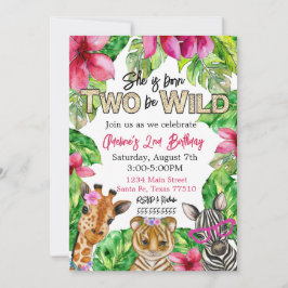 Geboren op TWO: Wild Birthday Invitation Kaart