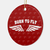Geboren op vliegende vleugels keramisch ornament (Links)