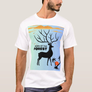 Geboren uit het bos – Mystieke herten silhouet Nat T-shirt