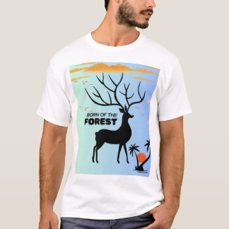 Geboren uit het bos – Mystieke herten silhouet Nat T-shirt