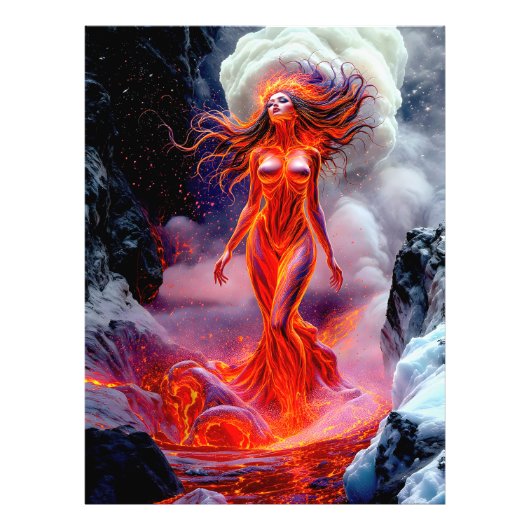 "Geboren uit het Inferno" - Vulkanisch vrouwenport Foto Afdruk (Voorkant)