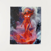 "Geboren uit het Inferno" - Vulkanisch vrouwenport Wandkleed (Voorkant)