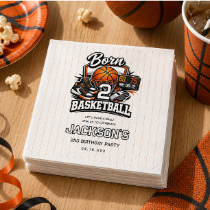Geboren voor Basketbal Sport Thema 2e Verjaardag Servet