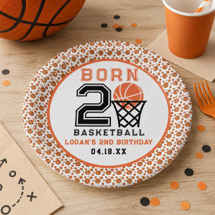 Geboren voor Basketbal Sportieve 2e verjaardag j Papieren Bordje