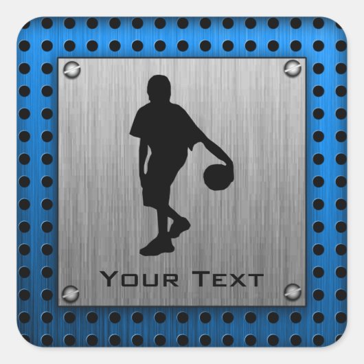 Geborsteld aluminium look Basketbalspeler Vierkante Sticker (Voorkant)