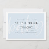 Geborsteld blauwe en witte babyshower uitnodiging (Voorkant)