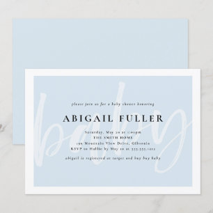 Geborsteld blauwe en witte babyshower uitnodiging