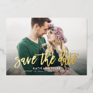 Geborsteld Charm ECHT FOIL Save The Date Kaart