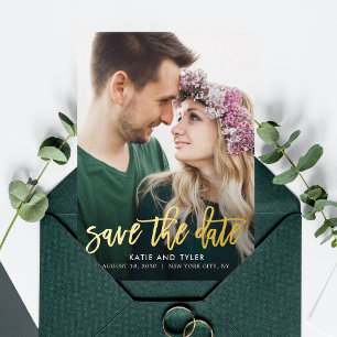 Geborsteld Charm ECHT FOIL Save The Date Kaart